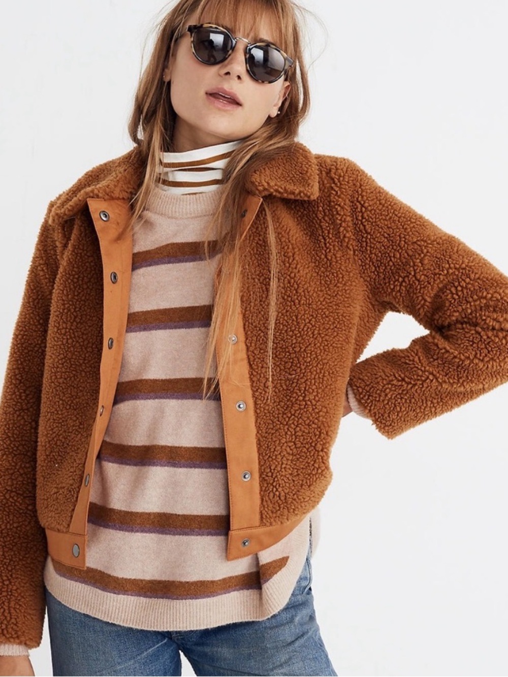 Madewell - Caramel Sherpa Bomber Jacket - Picture 4 of 4
